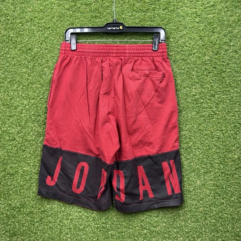 Nike JORDAN Shorts Mens Large Jumpman Logo Fleece Sweat Basketball Red Y2K